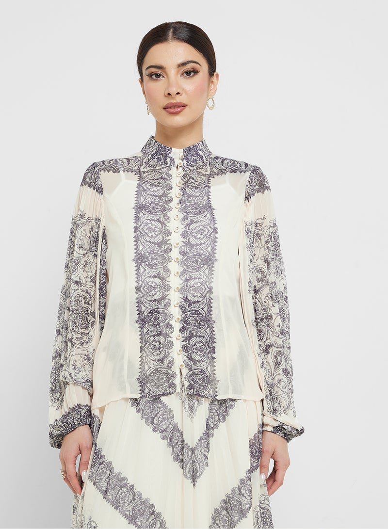 Khizana Abstract Print Top & Skirt Set - Image 3