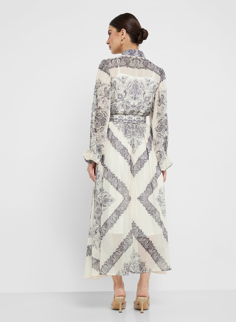 Khizana Abstract Print Top & Skirt Set - Image 2