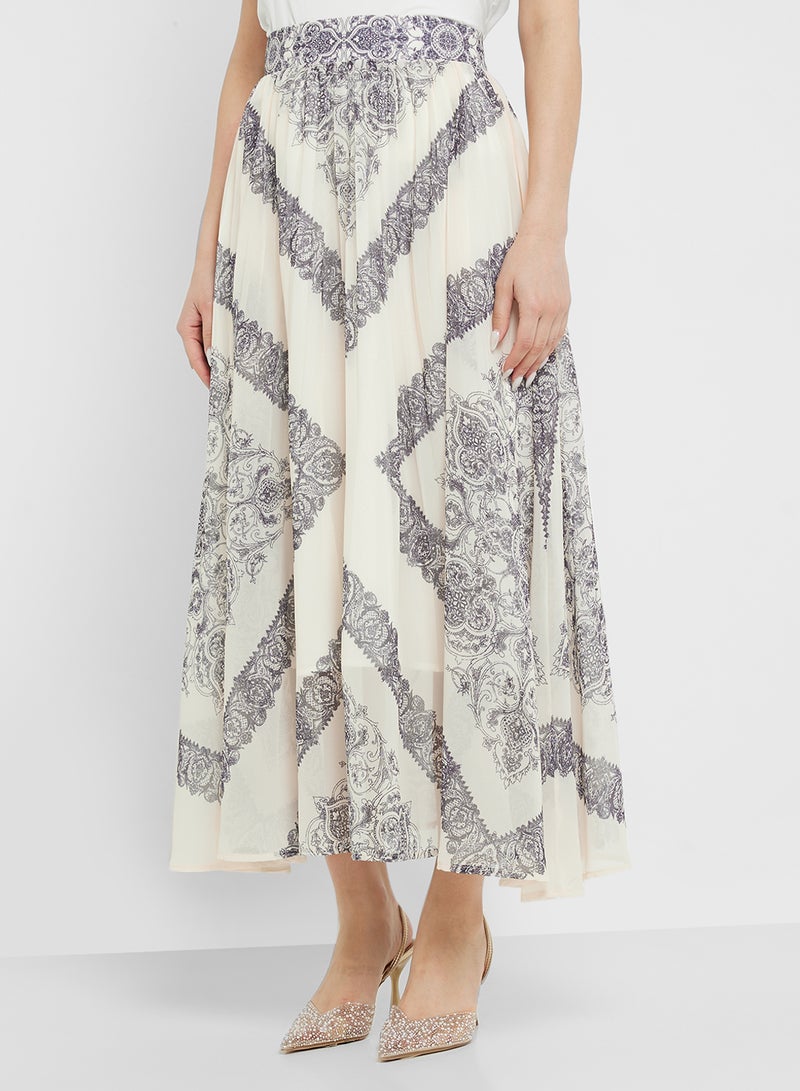 Khizana Abstract Print Top & Skirt Set - Image 4