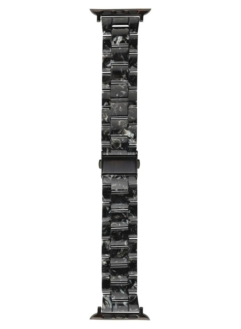 devia Elegant Resin Watch Band For Apple Watches, Fashionable Style, Easy installation, Comfortable High-Tech Surface Finish, Water Resistant, High Quality Stainless Steel, Durable - Black - Image 3