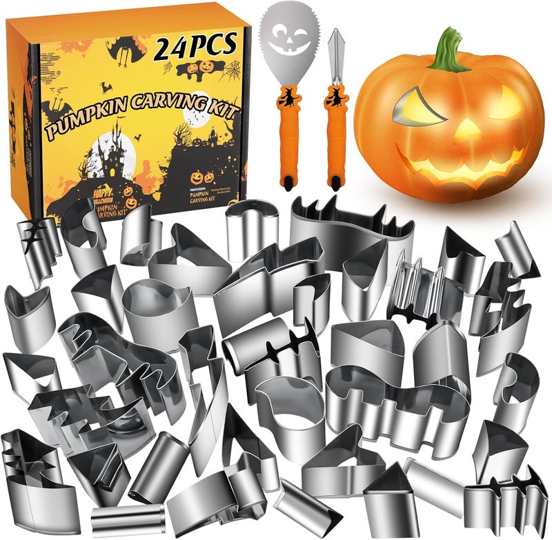 WANNTS Pumpkin Carving Kit Halloween, Safe and Easy Pumpkin Carving Set for Kids, DIY Stainless Steel Pumpkin Carving Tools for Halloween Decoration Jack-O-Lanterns, Gift for Halloween - Image 1