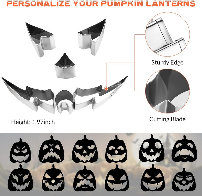 WANNTS Pumpkin Carving Kit Halloween, Safe and Easy Pumpkin Carving Set for Kids, DIY Stainless Steel Pumpkin Carving Tools for Halloween Decoration Jack-O-Lanterns, Gift for Halloween - Image 3