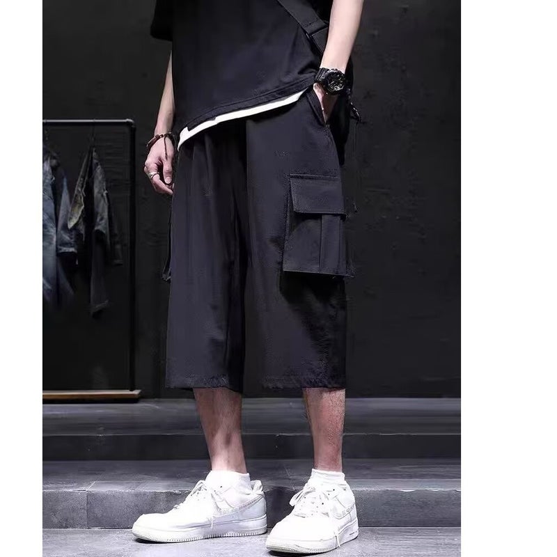 Harajuku Trendy Summer Thin Ice Silk Quick-Dry Cropped Pants Loose Plus Size New Artistic Ins - Image 1