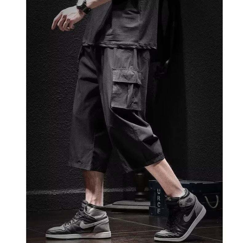 Harajuku Trendy Summer Thin Ice Silk Quick-Dry Cropped Pants Loose Plus Size New Artistic Ins - Image 4