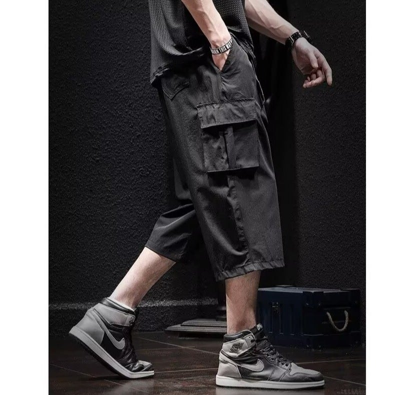 Harajuku Trendy Summer Thin Ice Silk Quick-Dry Cropped Pants Loose Plus Size New Artistic Ins - Image 5