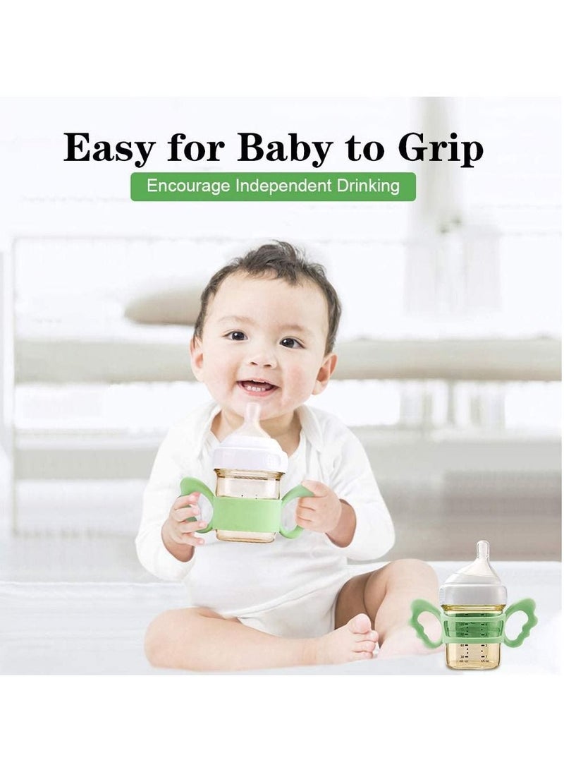 KASTWAVE Baby Bottle Handles, Silicone WideNeck Handle for NUK/ Avent/ Dr Browns/ Hegen Bottle and Other Dia 67cm WideNeck Baby Bottle, for Baby Gripping (4 Pack) - Image 2