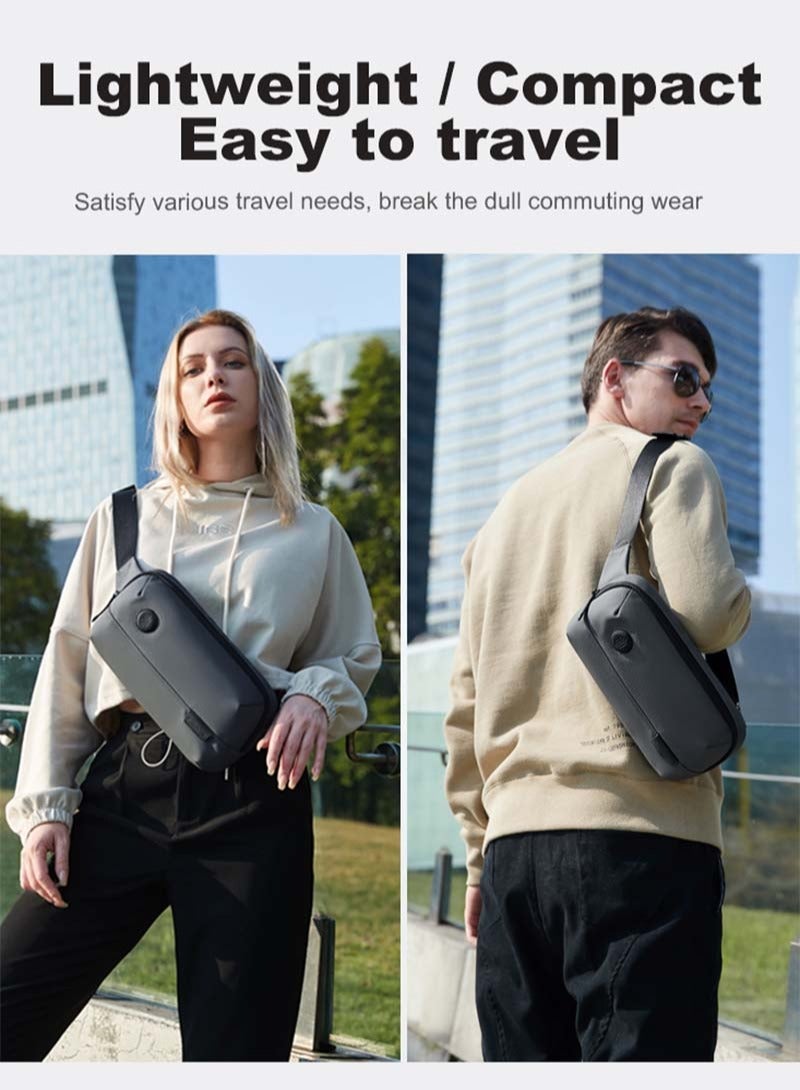 ARCTIC HUNTER Lightweight Business Waist Bag,Travel Crossbody Chest Belt Bag,Phone Wallet Pack for Men,Grey  - Image 2
