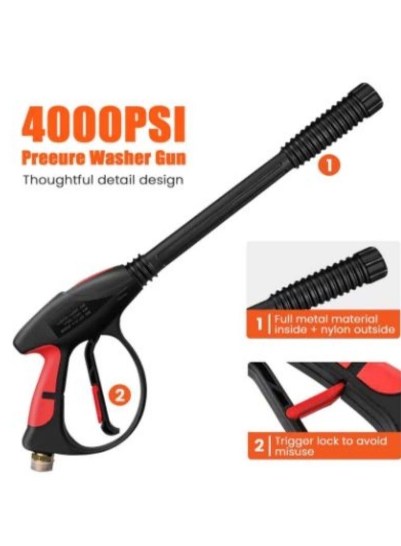 ارواق مسدس عصا غسيل الضغط العالي M22، رأس الفوهة، طقم خرطوم، مدفع مياه غسيل السيارات، 4000 رطل لكل بوصة مربعة، - Image 2