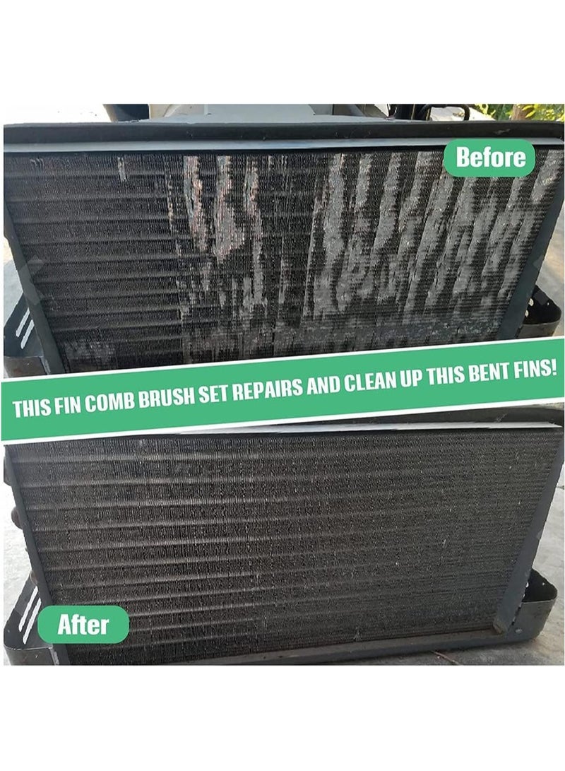 Captaintech Air Conditioner Fin Cleaner Set, 3 Different Fin Comb Condenser Fin Straightener and 2 Different Brush Condenser, Radiator Repair Clean Tool Set, Air Conditioning Cleaning Tools - Image 5