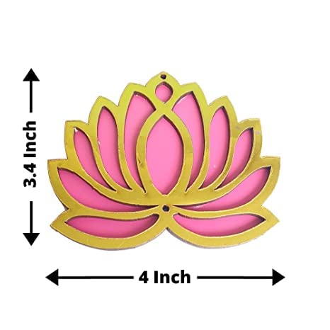 Sanvatsar Home White Golden Lotus 4 Inch Set of 12 Wooden Cutout DIY Rangoli Kit | Decorations for Diwali, Dusshera Wedding Rangoli, Pooja, Decorations, Festival Gift (White & Pink) - Image 2