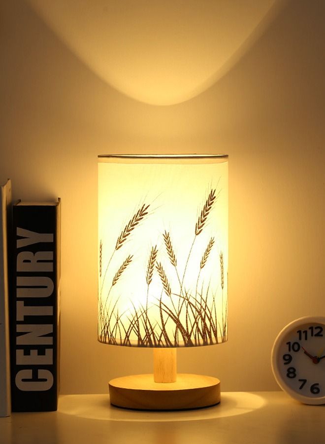 VAOdo 3-color Fabric Table Lamp USB Charging Small Bedside Lamp With Remote Control Solid Wood Base Farmhouse Style Home Decor Table Lamp - Image 4