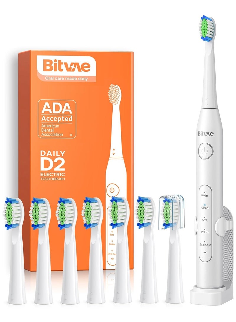 Bitvae Electric Toothbrush with 8 Brush Heads, 5 Modes Ultrasonic Electric Toothbrush with Holder for Adults, Travel Rechargeable Toothbrush with Timer, Ultrasonic Toothbrush - Image 1