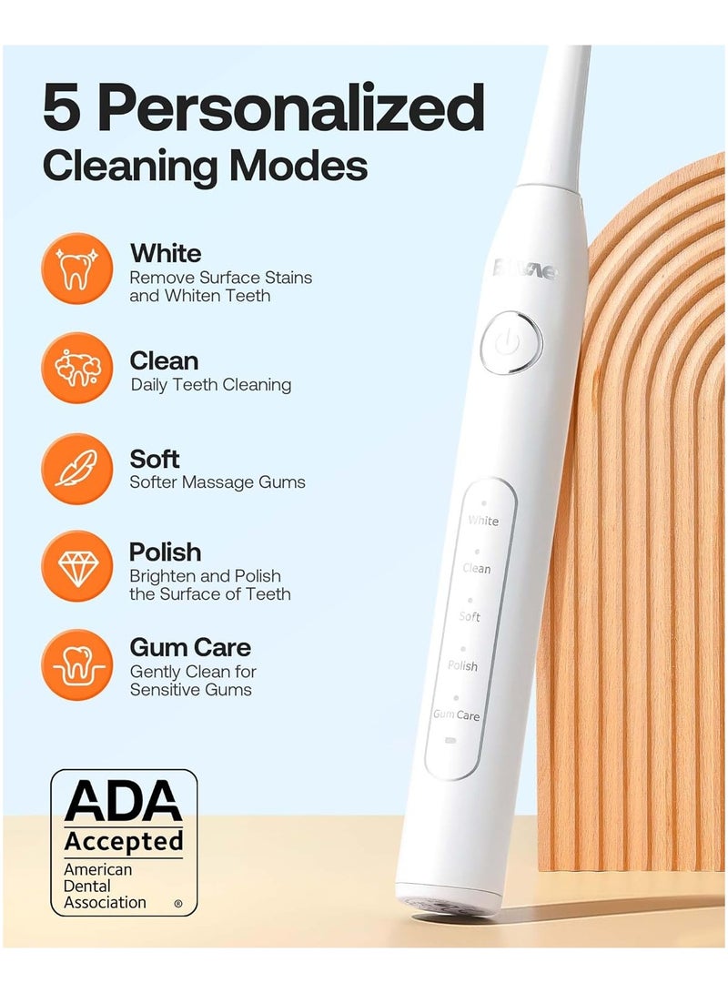 Bitvae Electric Toothbrush with 8 Brush Heads, 5 Modes Ultrasonic Electric Toothbrush with Holder for Adults, Travel Rechargeable Toothbrush with Timer, Ultrasonic Toothbrush - Image 4
