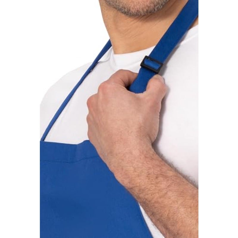 Chef Works Unisex Butcher Apron Royal One Size Adjustable neck strap and extra-long waist ties ensure a secure fit with machine washable fabric for easy cleaning. - Image 5