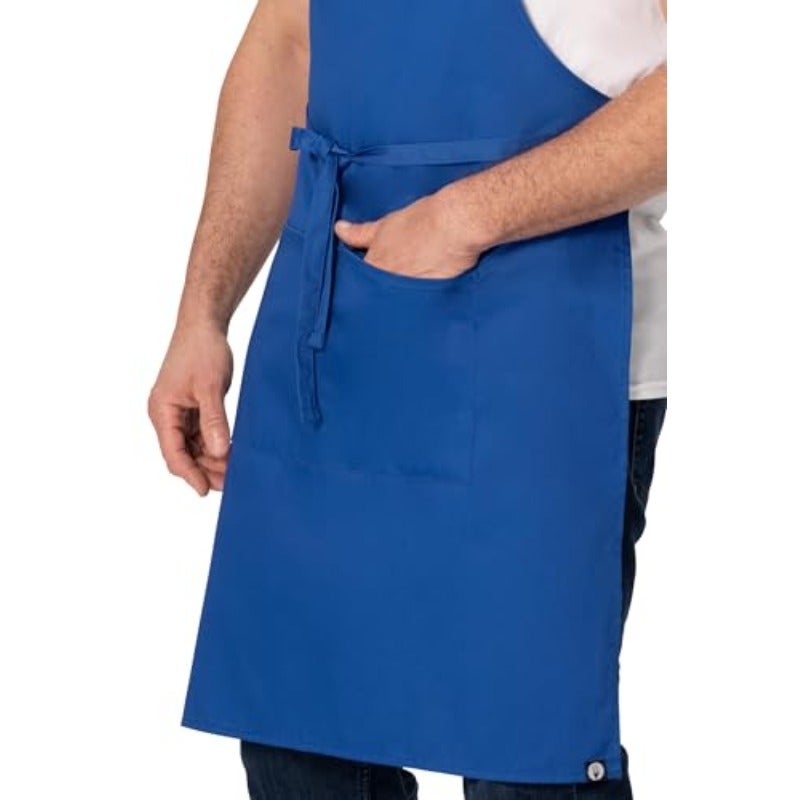 Chef Works Unisex Butcher Apron Royal One Size Adjustable neck strap and extra-long waist ties ensure a secure fit with machine washable fabric for easy cleaning. - Image 4
