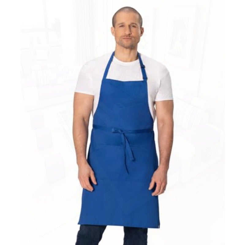 Chef Works Unisex Butcher Apron Royal One Size Adjustable neck strap and extra-long waist ties ensure a secure fit with machine washable fabric for easy cleaning. - Image 1