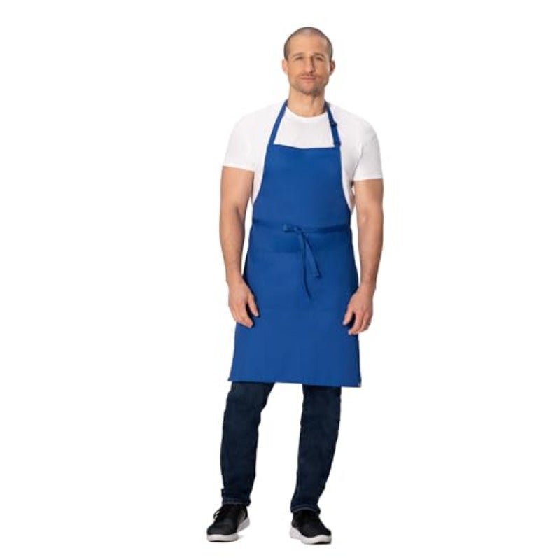 Chef Works Unisex Butcher Apron Royal One Size Adjustable neck strap and extra-long waist ties ensure a secure fit with machine washable fabric for easy cleaning. - Image 2