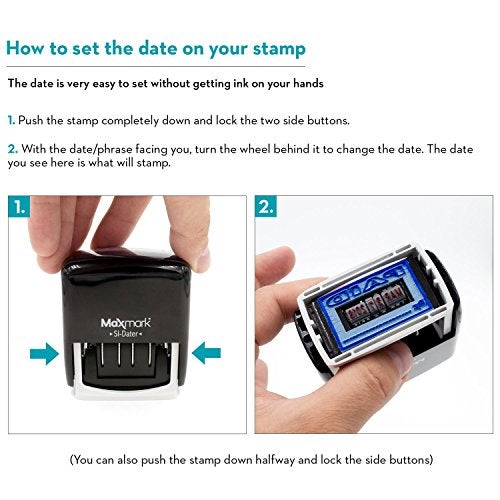 MaxMark Office Self Inking Date Stamp with Phrase Approved - 2 Color Blue/Red Ink - Image 5