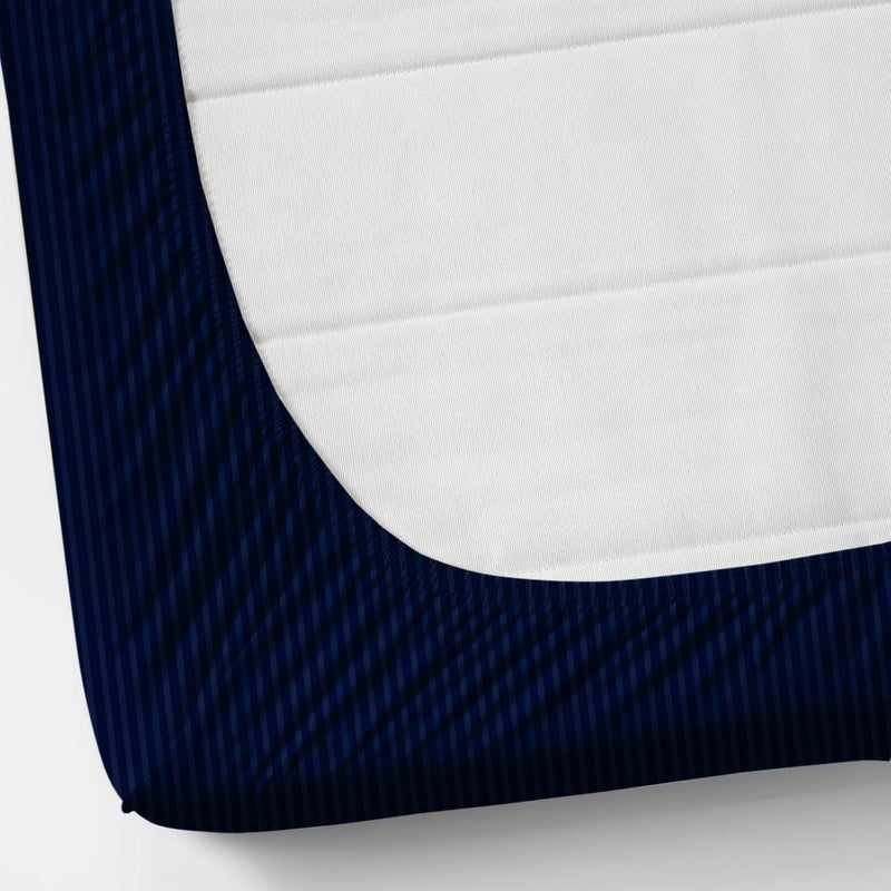 Vintage Threads 220 TC Microfiber Soft Cotton Feel All Around Elastic Fitted Bedsheet King Size,Elastic Fitted King Size Bed Sheet for Double Bed with 2Pillow Covers, Size-78X72” (Navy Blue) - Image 3