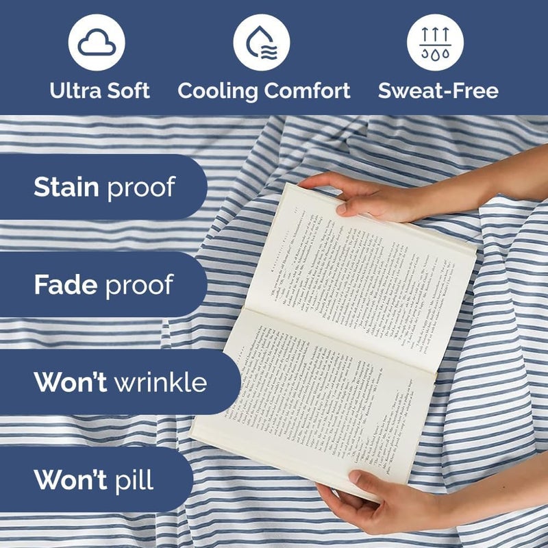 Vintage Threads 220 TC Microfiber Soft Cotton Feel All Around Elastic Fitted Bedsheet King Size,Elastic Fitted King Size Bed Sheet for Double Bed with 2Pillow Covers, Size-78X72” (Navy Blue) - Image 4