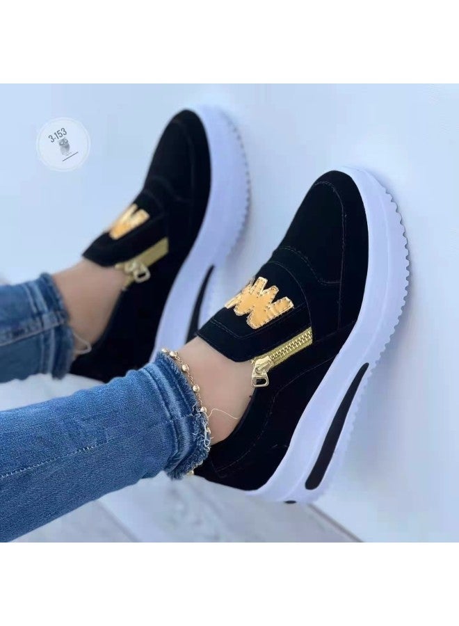New Plus Size Plus Size Sports Shoes Muffin Flat Side Zipper Color Casual Sneaker