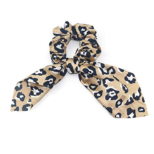 Teppylony 4 Pcs Leopard Rabbit Ear Silk Satin Scrunchie Bow Hair Ring Strong Elastic Ponytail Woman Exquisite Fashion Hair Accessory - Image 5