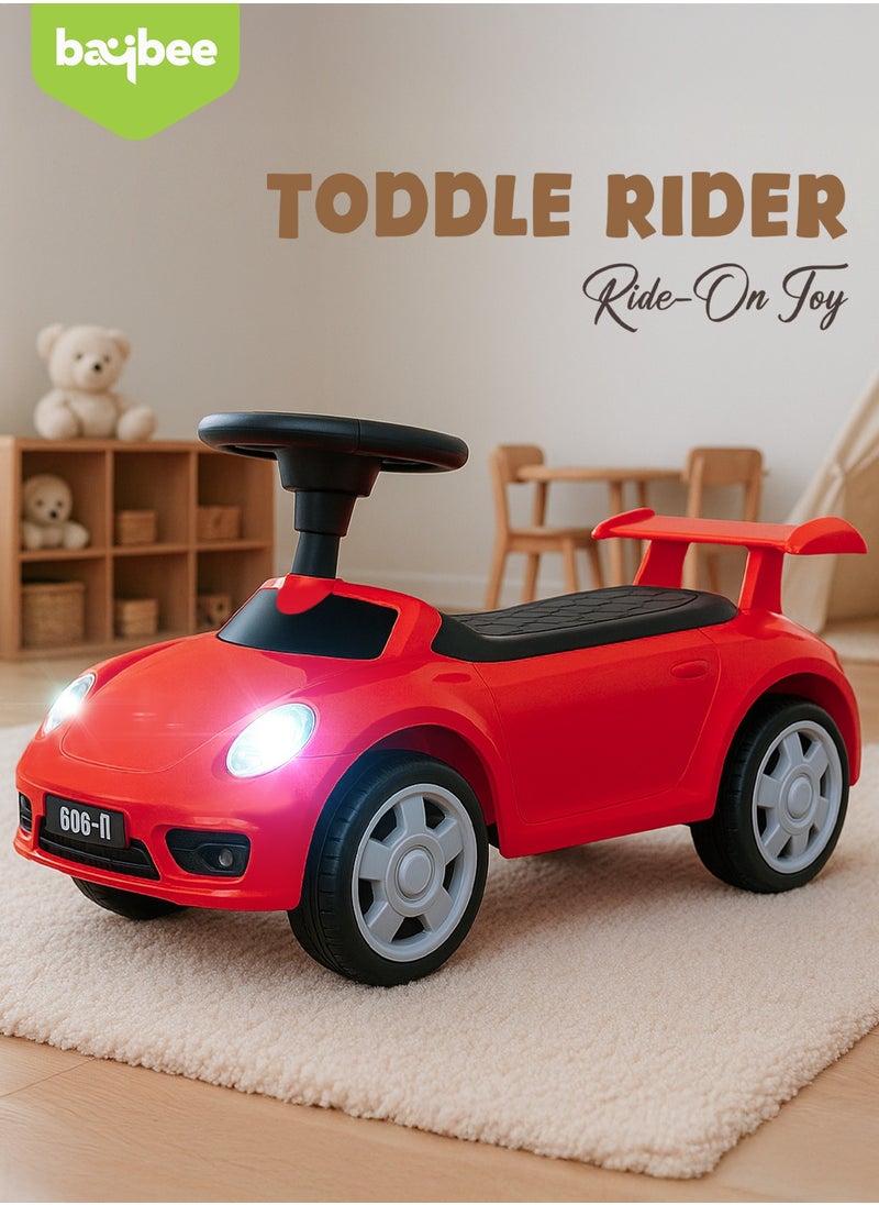 BAYBEE Bruno Baby Ride on Car for Kids, Toddler Ride on Baby Car with Lights, Music, Backrest & Storage Space | Kids Push Car for Baby | Push Ride on Car for Kids Toddlers 1 to 3 Years Boys Girls Red  - Image 2