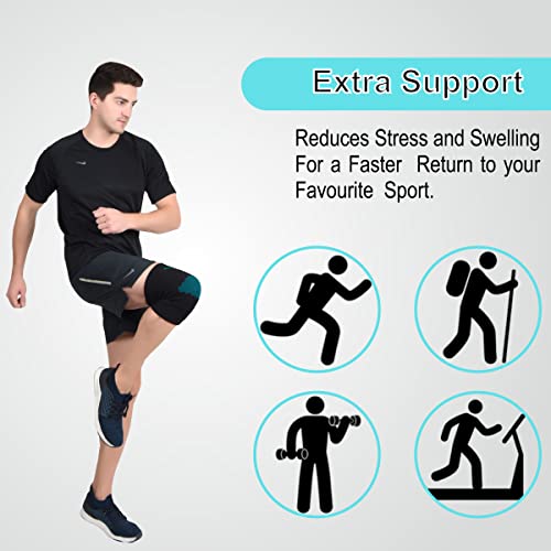 AccuSure Knee Brace Compression Sleeve - Best Support for Arthritis, Gym, Running, Basketball, Meniscus Tear, Sports, Joint Pain Relief, Injury Recovery for Men, Women | Pair - Image 4