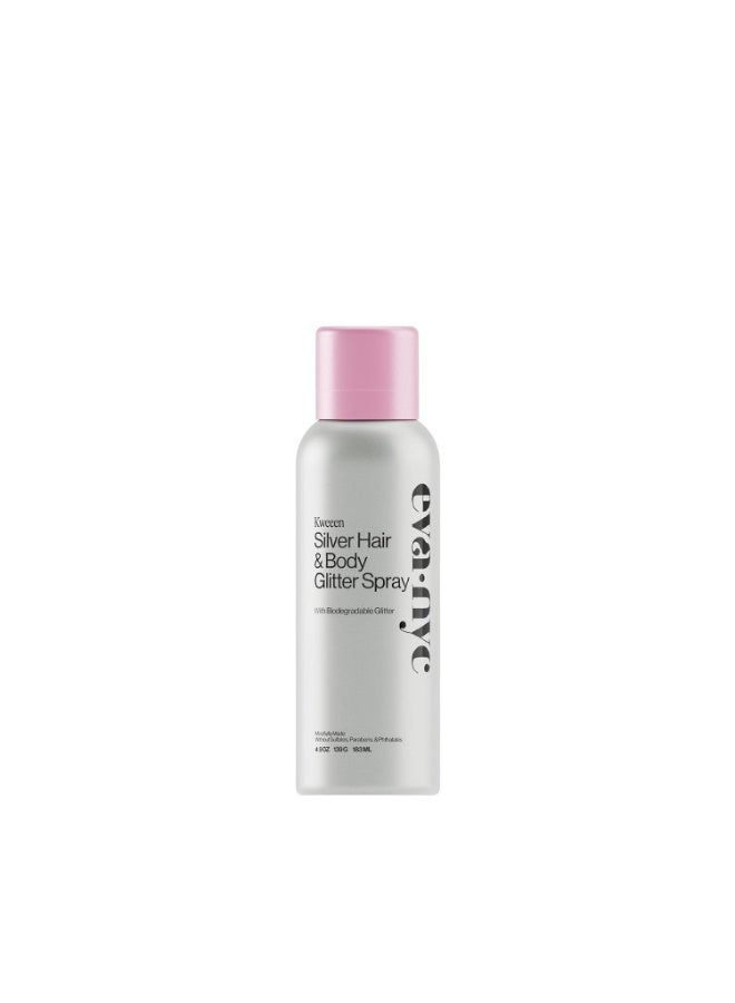 Eva NYC Kweeen Silver Hair and Body Glitter Spray, 4.9 oz - Image 1