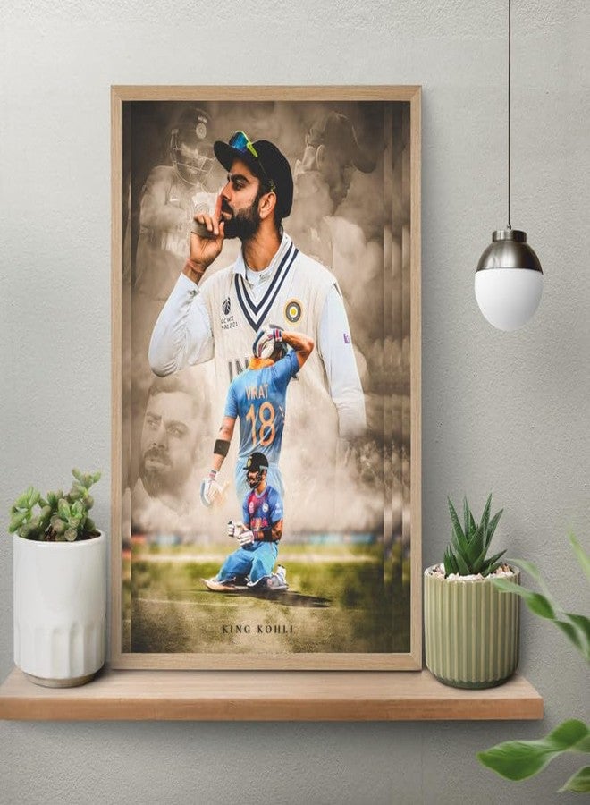 POSTER WALLAH Paper Virat Kohli Decoration Art Framed Poster for Home Office and Student Room Wall | Aesthetic Poster | Wall Decor (18X12 inch) - Image 3