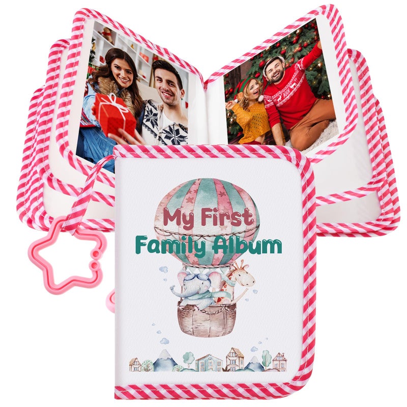 Fullhawl My First Family Album for Baby Holds 17 4x6 Pictures Baby Photo Album Soft Cloth Book for Kids Toddlers Family Memory Gift - Image 1