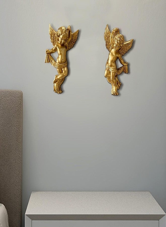 JISADER Set of 2 Resin Angel Cherub Wall Sculptures Angelic Figure Lovely 5.7inch Tall Wall Decoration for Living Room Lightweight - Image 5