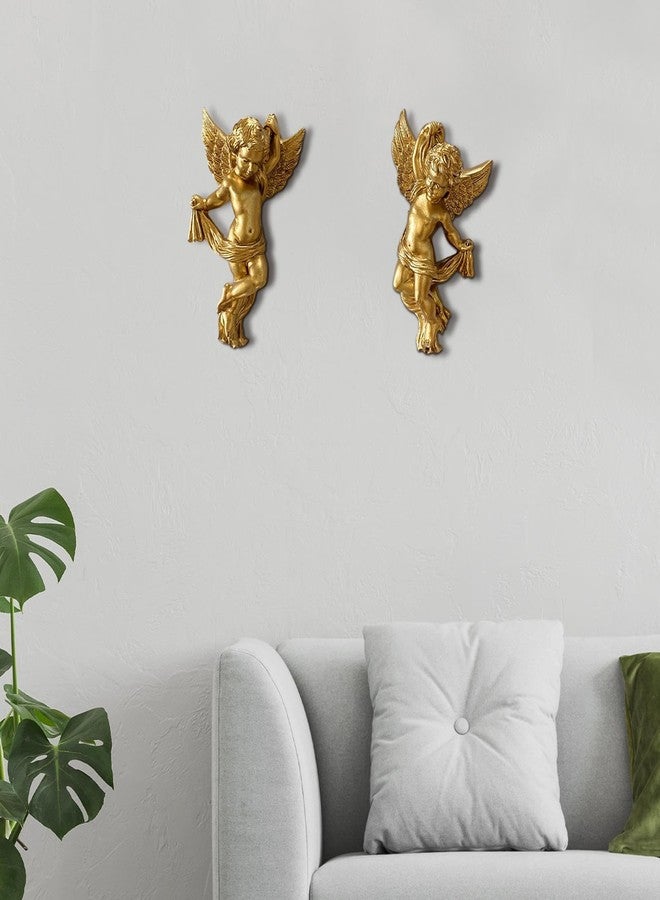 JISADER Set of 2 Resin Angel Cherub Wall Sculptures Angelic Figure Lovely 5.7inch Tall Wall Decoration for Living Room Lightweight - Image 2