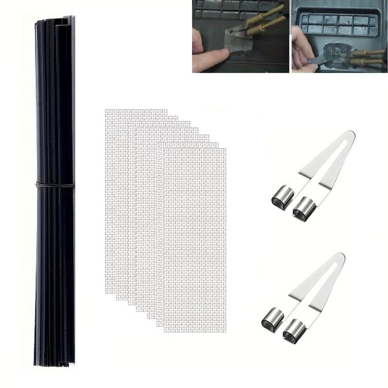 17pcs Plastic Repair Kit With Strips Flat Head Patches For Car Motorcycle Shell - Image 1
