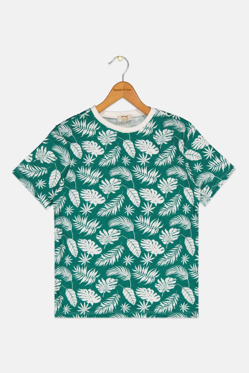 KOTON Kids Boy Crew Neck Short Sleeves Allover Print T-Shirt, Multicolor - Image 1