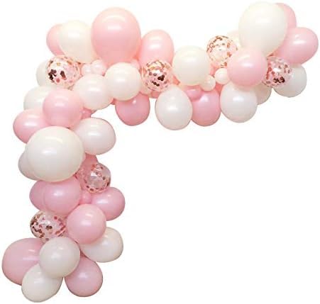 EASUTE 100PCS Pink Balloons Garland with Pink and White Balloons Confetti Balloons for Birthday Party Bridal Baby Shower Engagement Wedding Party Decor - Image 1