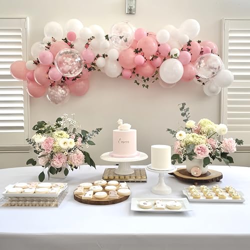 EASUTE 100PCS Pink Balloons Garland with Pink and White Balloons Confetti Balloons for Birthday Party Bridal Baby Shower Engagement Wedding Party Decor - Image 2