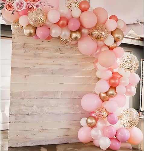 EASUTE 100PCS Pink Balloons Garland with Pink and White Balloons Confetti Balloons for Birthday Party Bridal Baby Shower Engagement Wedding Party Decor - Image 5