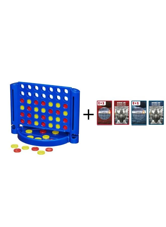 HASBRO - GAMING Connect 4 Grab And Go Game Portable 2-Player Game Fun Travel Game For Kids Ages 6 And Up 2 Players With Hasbro - Classic Card Games Battleship 1.9x9.2x14.3cm