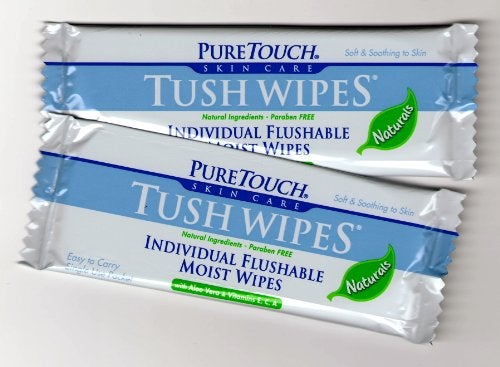 PureTouch Tush Wipes Naturals for Adults Individual Flushable Moist Wipes 6 Boxes of 144 Single-Use-Packets - Image 2