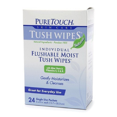 PureTouch Tush Wipes Naturals for Adults Individual Flushable Moist Wipes 6 Boxes of 144 Single-Use-Packets - Image 3