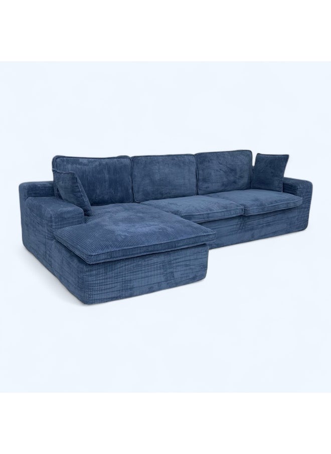 MAF furniture MAF L-Shaped Corner Sofa, 3-Seater, Modern Corduroy Fabric, MAF-S6251 Blue  - Image 3