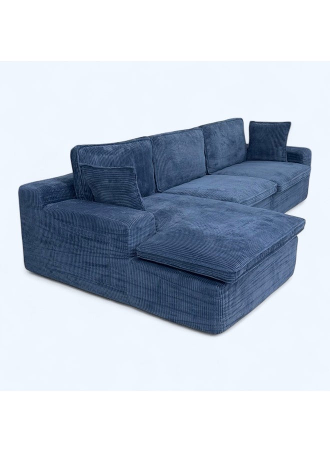 MAF furniture MAF L-Shaped Corner Sofa, 3-Seater, Modern Corduroy Fabric, MAF-S6251 Blue  - Image 2