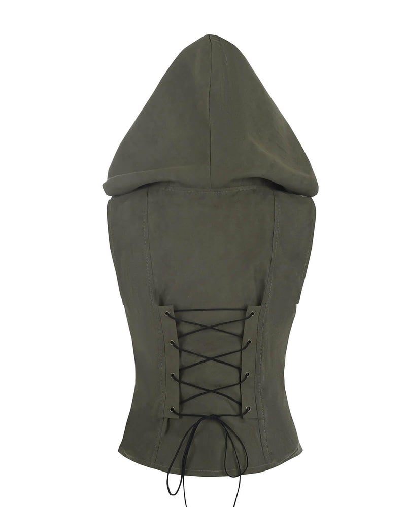 Nuoqi Renaissance Corset Tops Women Pirate Bodice Overbust Bustier Corset Hoodie Green, S - Image 2