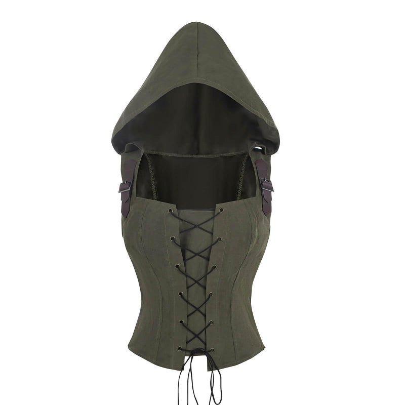 Nuoqi Renaissance Corset Tops Women Pirate Bodice Overbust Bustier Corset Hoodie Green, S - Image 1