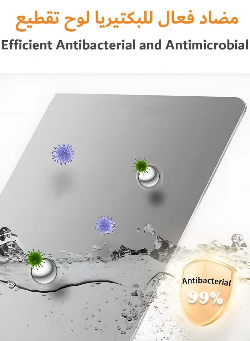 YIM-VIBEHAUS Stainless Steel Cutting Board for Kitchen, L-Shaped Edge Non-Slip Cutting Board  Chopping Board for Meat Fruits Vegetables Bread Kneading 40 x 50 cm - Image 3