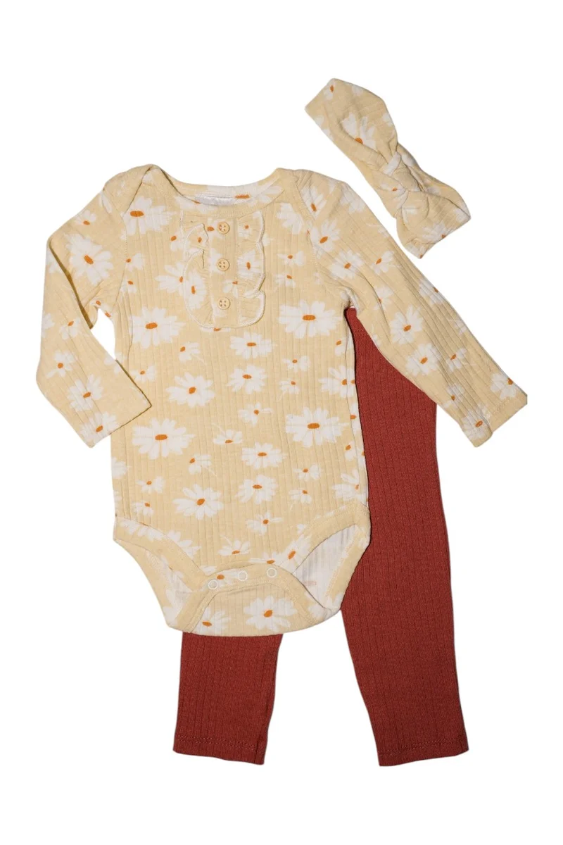 بمبىمىشى Bambimici Anaya Flower Daisy Print Long Sleeve Set - Cream