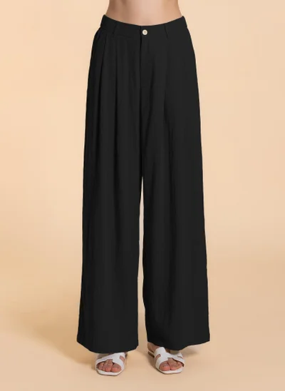 SHAPES LINEN BLEND WIDE-LEG TROUSERS