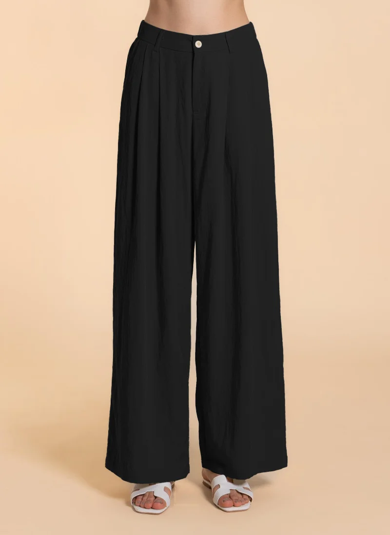 SHAPES LINEN BLEND WIDE-LEG TROUSERS