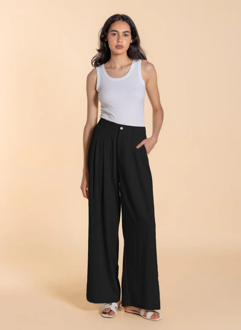 SHAPES LINEN BLEND WIDE-LEG TROUSERS